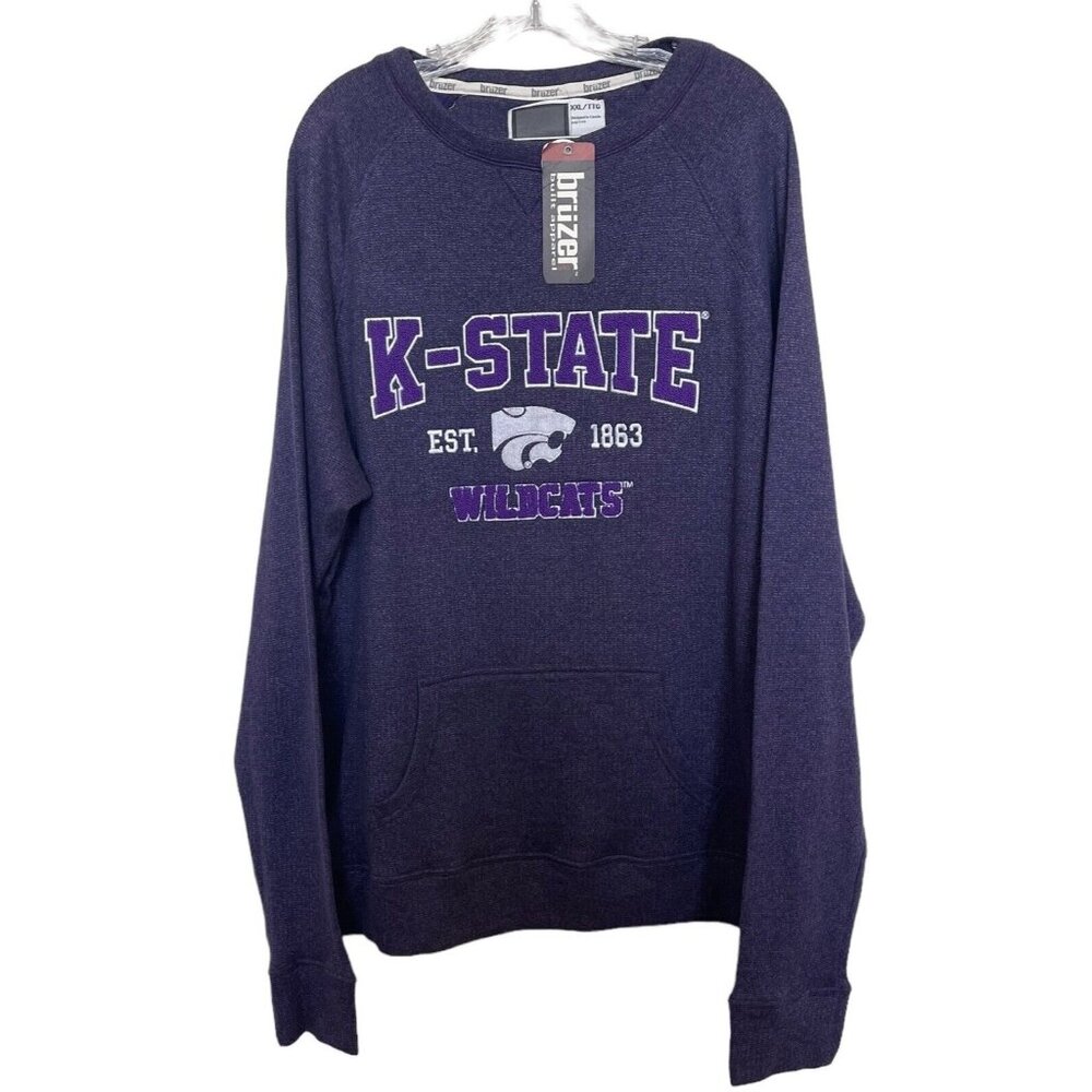 Bruzer Sweatshirt Mens Size XXL Purple Raised Letters Pocket‎ K STATE WILDCATS